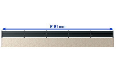 Cinq sections de clôture en aluminium